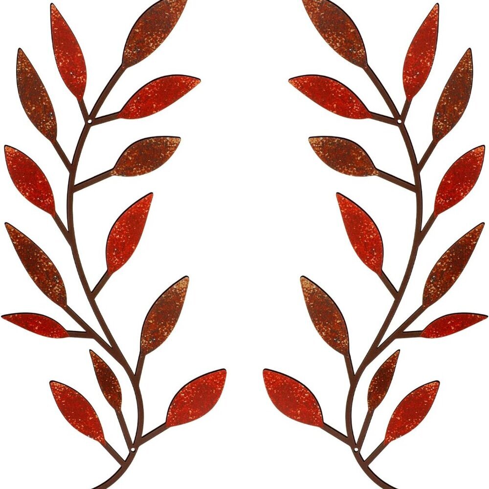 2 Pieces Metal Tree Leaf Wall Decor Vine Olive Branch Leaf Wall Art Living Room,